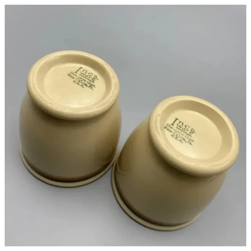 Vintage‎ Shenango Inca Ware Egg Custard Cups Set of 2 Three Bands
